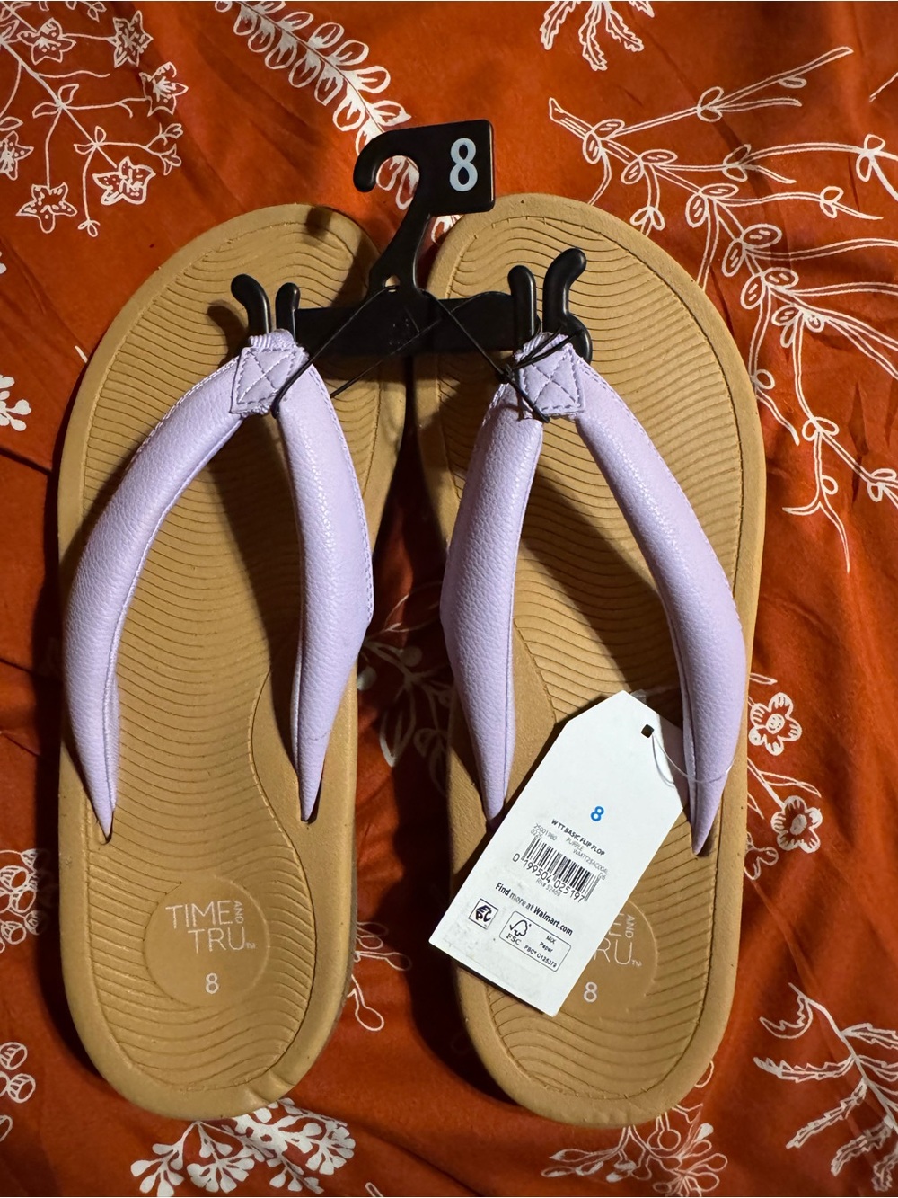 Time and Tru Lavender and Tan Padded Flip Flop Sandals